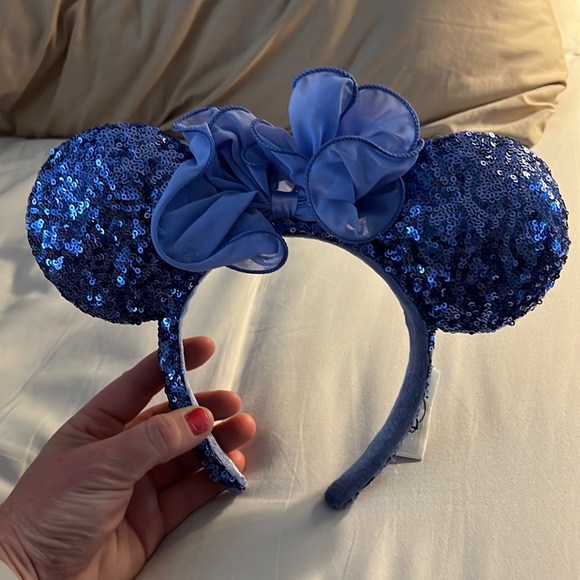 Disney Other - Disney Purple Ruffle Bow Minnie Mickey Mouse Sequin Ears